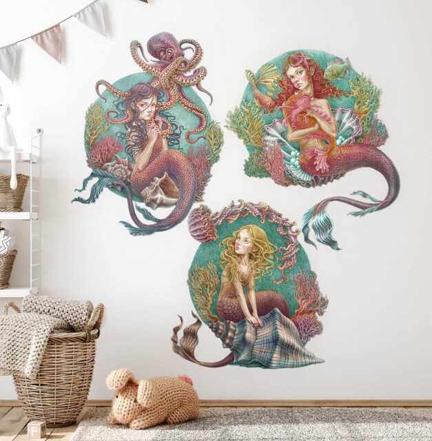 The Little Mermaids Wall Stickers For Baby Room, Vivid Children's Room Decor, Fantastic Decal Kids Self Adhesive - image 1