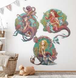 The Little Mermaids Wall Stickers For Baby Room, Vivid Children's Room Decor, Fantastic Decal Kids Self Adhesive - thumbnail 1
