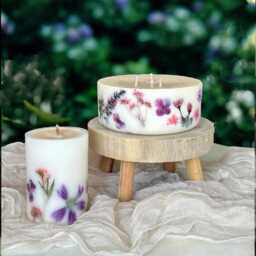 Large 3-Wick Floral Scented Candle Botanical Gift Set - thumbnail 3