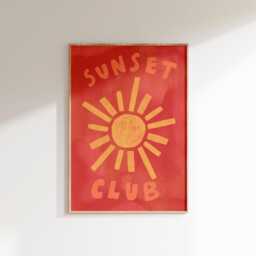 Sunset/Sunrise Club Wall Print - Summer Days Poster Summery House Beach Home Art Trendy Aesthetic Sunshine Lover - thumbnail 3