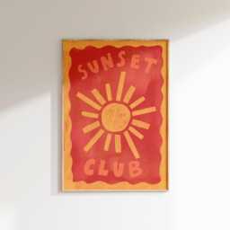 Sunset/Sunrise Club Wall Print - Summer Days Poster Summery House Beach Home Art Trendy Aesthetic Sunshine Lover - thumbnail 2
