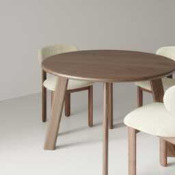 Round Oak Dining Table, Space Saving Japandi Kitchen , For Small Rooms, Milan Collection - thumbnail 1