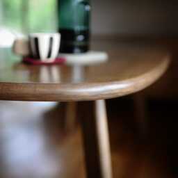 Round Oak Dining Table, Space Saving Japandi Kitchen , For Small Rooms, Milan Collection - thumbnail 3