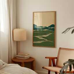 Green Landscape Poster - Abstract Hills Illustration Minimal Nature Wall Art - thumbnail 2
