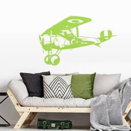Airplane Biplane - Wall Sticker Decal Decoration Sticker Tattoo Interior Design Motif W601 - thumbnail 3