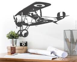 Airplane Biplane - Wall Sticker Decal Decoration Sticker Tattoo Interior Design Motif W601 - thumbnail 1