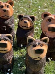 Hand Carved Wooden Bear Sculpture. Coco Small. Indoor Outdoor Statue - thumbnail 2