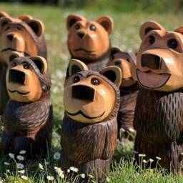 Hand Carved Wooden Bear Sculpture. Coco Small. Indoor Outdoor Statue - thumbnail 3