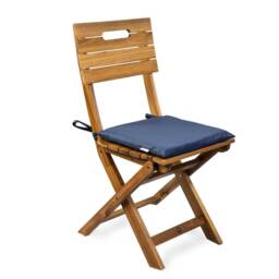 Set Of 2 Water Weather Resistant Garden Outdoor Cushion Seat Chair Pads Soft Foam, Zipped Cover Available in 3 Sizes - Plain Navy Blue - thumbnail 2