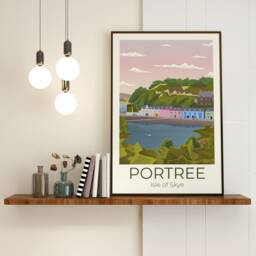 Portree Travel Poster, Isle Of Skye, Scotland Scottish Art, Gifts - thumbnail 2