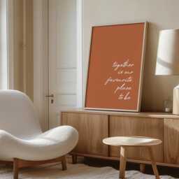 Together Is Our Favourite Place To Be, Daily Affirmations Poster, Minimalist Decor, Burnt Orange Terracotta Art, Simple Livingroom Decor - thumbnail 3