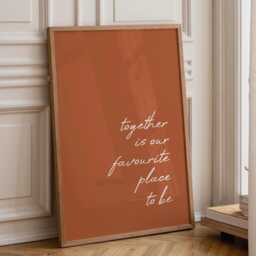 Together Is Our Favourite Place To Be, Daily Affirmations Poster, Minimalist Decor, Burnt Orange Terracotta Art, Simple Livingroom Decor - thumbnail 1