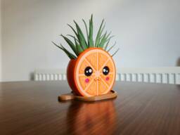 Kawaii Orange Flower Pot - Small & Large Sizes With Water Tray - thumbnail 1