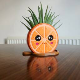 Kawaii Orange Flower Pot - Small & Large Sizes With Water Tray - thumbnail 2