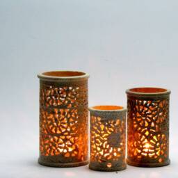 Hand-Carved Soapstone Tea Light Candle Holder - Intricate Floral Design, Home Decor - thumbnail 4