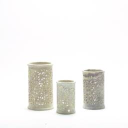 Hand-Carved Soapstone Tea Light Candle Holder - Intricate Floral Design, Home Decor - thumbnail 2