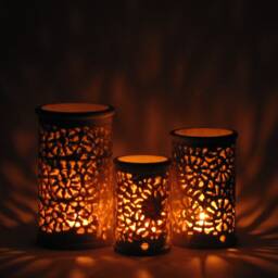 Hand-Carved Soapstone Tea Light Candle Holder - Intricate Floral Design, Home Decor - thumbnail 1