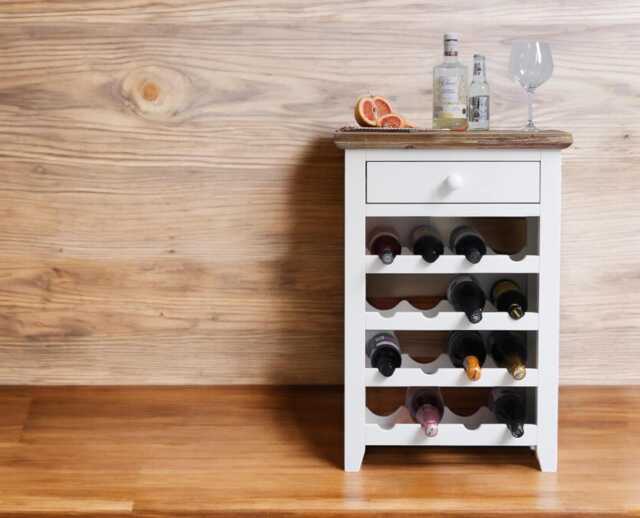 Florence White Wine Rack With Drawer - Classic Sideboard Cabinet - image 1