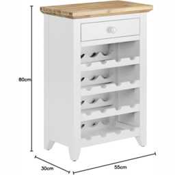 Florence White Wine Rack With Drawer - Classic Sideboard Cabinet - thumbnail 2
