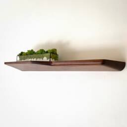 Floating Shelves With Uneven Rounded Edges Unique For Wall Mounted Mid Century Modern Wooden Gift Walnut Decor - thumbnail 2