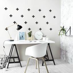 Wall Decal Crosses As Office Workspace Decor, Plus Sign Design Stickers, Swiss Cross Decals, Geometric Pattern Stickers, Urban Home Decor - thumbnail 2