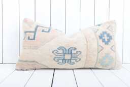 Kilim Lumbar Pillow Cover Turkish Anatolian Throw - 12x24 Inch - thumbnail 1