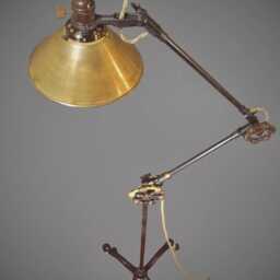 Vintage Industrial Floor Lamp - Machine Age Task Light Cast Iron Steampunk Copper Shade 1940S Retro Medical Lighting - thumbnail 2