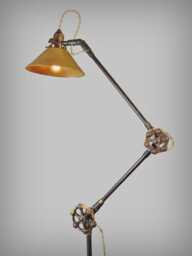 Vintage Industrial Floor Lamp - Machine Age Task Light Cast Iron Steampunk Copper Shade 1940S Retro Medical Lighting - thumbnail 1