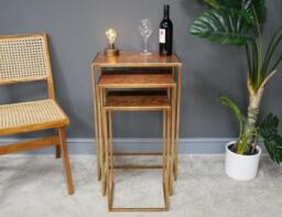 Nest Of Copper Finished Tables - Industrial Style End Set 3 Coffee Nested Side - thumbnail 1