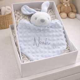 Personalised Comforter, Blanket, Baby Shower Gift Set - Pink, Blue, White - thumbnail 3