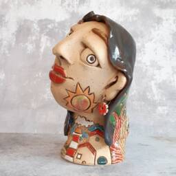 Woman Head Art Sculpture, Contemporary Object & Home Decor - thumbnail 2