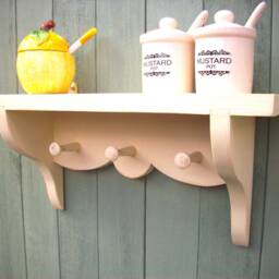 Hardwood Floating Shelf Painted Tulip Wood With Shaker Pegs - thumbnail 3