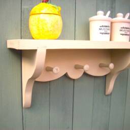 Hardwood Floating Shelf Painted Tulip Wood With Shaker Pegs - thumbnail 2