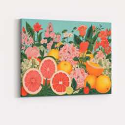Vibrant Citrus Fruit & Floral Still Life Canvas Wall Art Print Decor Picture Ready To Hang - thumbnail 4