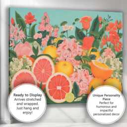 Vibrant Citrus Fruit & Floral Still Life Canvas Wall Art Print Decor Picture Ready To Hang - thumbnail 3