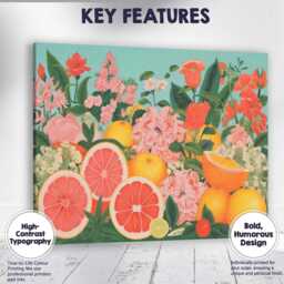 Vibrant Citrus Fruit & Floral Still Life Canvas Wall Art Print Decor Picture Ready To Hang - thumbnail 1