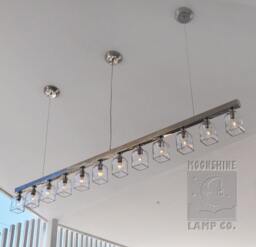 Mid Century Modern Chrome Bar Chandelier With Recycled Glass Bottle Light Fixtures