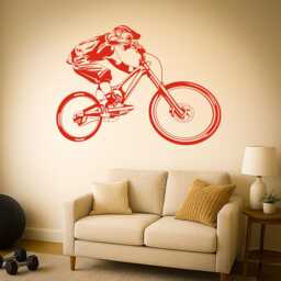 Mountain Biker Wall Decal - Extreme Sports Vinyl Sticker For Boys Room, Garage, Or Gym Decor Mtb Silhouette Art 1191Dz - thumbnail 1