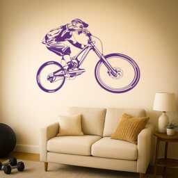 Mountain Biker Wall Decal - Extreme Sports Vinyl Sticker For Boys Room, Garage, Or Gym Decor Mtb Silhouette Art 1191Dz - thumbnail 2
