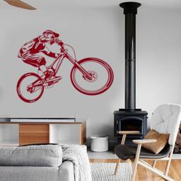 Mountain Biker Wall Decal - Extreme Sports Vinyl Sticker For Boys Room, Garage, Or Gym Decor Mtb Silhouette Art 1191Dz - thumbnail 4