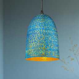 Handmade Blue Patina Brass Pendant Light Rustic Dome Ceiling Lamp - thumbnail 2