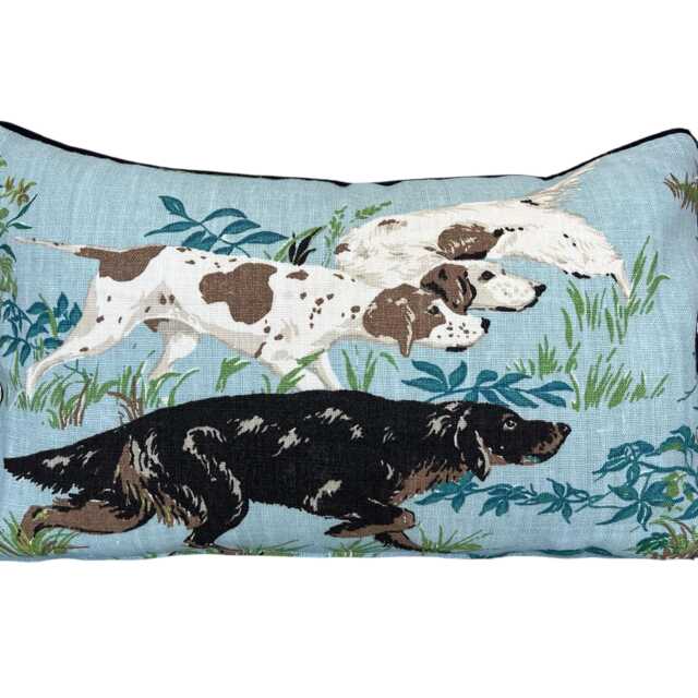 Schumacher Luxury Designer Pointers Sky Blue Lumbar Cushion Pillow Cover - image 1