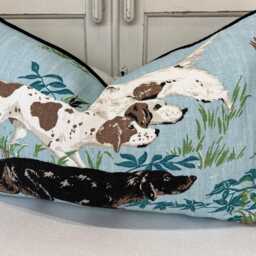 Schumacher Luxury Designer Pointers Sky Blue Lumbar Cushion Pillow Cover - thumbnail 2