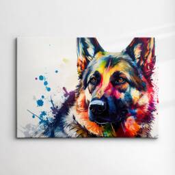 German Shepherd Abstract Dog Pet Animal Painting Splatter Wall Art, Framed Canvas Poster Print, Home Kitchen Office Room Decor, Gifts - thumbnail 3