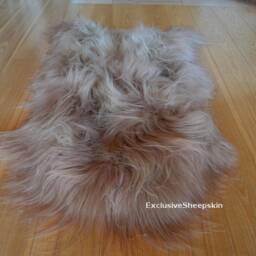 Beige Icelandic Dyed Genuine Sheepskin Lambskin Sheep Skin Rug Pelt Long Wool Soft Throw, Schaffell, Hygge - thumbnail 3