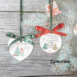 Personalised First Christmas Family, Xmas Home Decor, Hanging Ornament, New Baby Bauble, Xmas Gift, Custom Gift, Tree Decoration - thumbnail 3