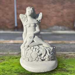 Whimsical Nymph Sculpture Concrete Fairy Statue Outdoor Patio Decor Handmade Cement Garden Art Fantasy Lover Gift - thumbnail 1