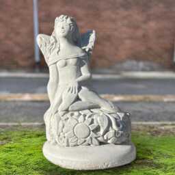 Whimsical Nymph Sculpture Concrete Fairy Statue Outdoor Patio Decor Handmade Cement Garden Art Fantasy Lover Gift - thumbnail 4
