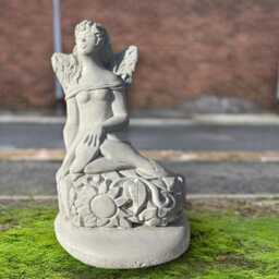 Whimsical Nymph Sculpture Concrete Fairy Statue Outdoor Patio Decor Handmade Cement Garden Art Fantasy Lover Gift - thumbnail 3