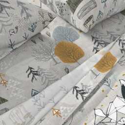 Outdoor Adventure Sheets - Max's Map Grey By Nouveau_Bohemian Woodland Forest Boys Room Cotton Sateen Sheet Set Bedding Spoonflower - thumbnail 2